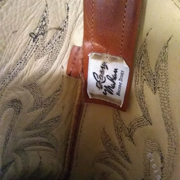 Vtge LARRY Mahan Exotic Cowboy Boots Western Brown Ostrich Leather Sz 9D Nocona - Picture 9 of 9